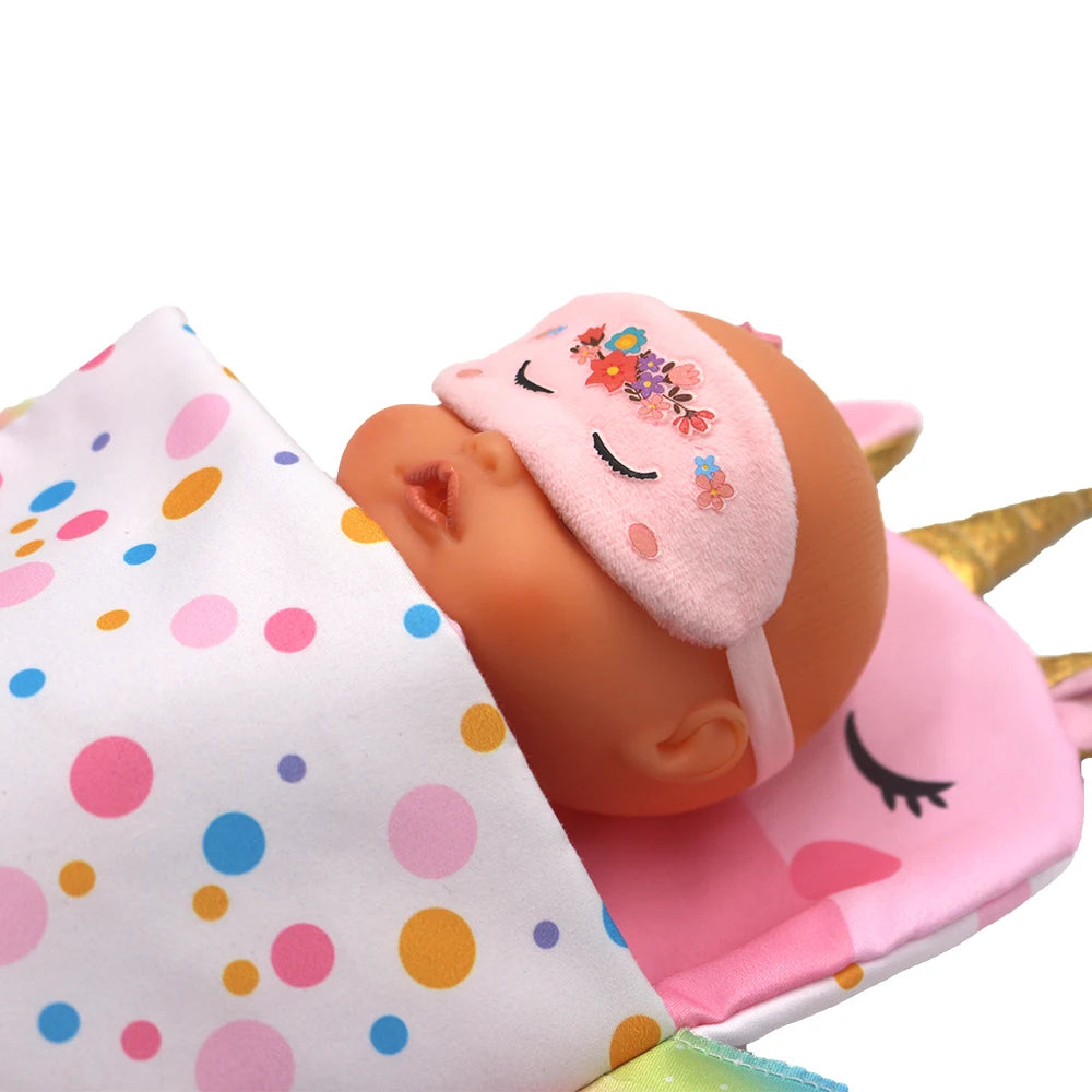 Doll Sleeping Bag for 43cm Dolls Lovely Unicorn Pillow 17-18inch Baby New Born Dolls Accessories American Girl's Birthday Gift