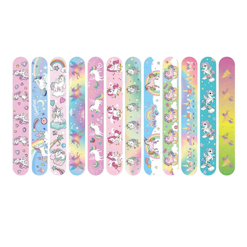 10pcs Rainbow Unicorn Slap Bracelets Gifts Unicornio Party Decoration Happy Kids Girls Rainbow Horse Theme Birthday Party Favors