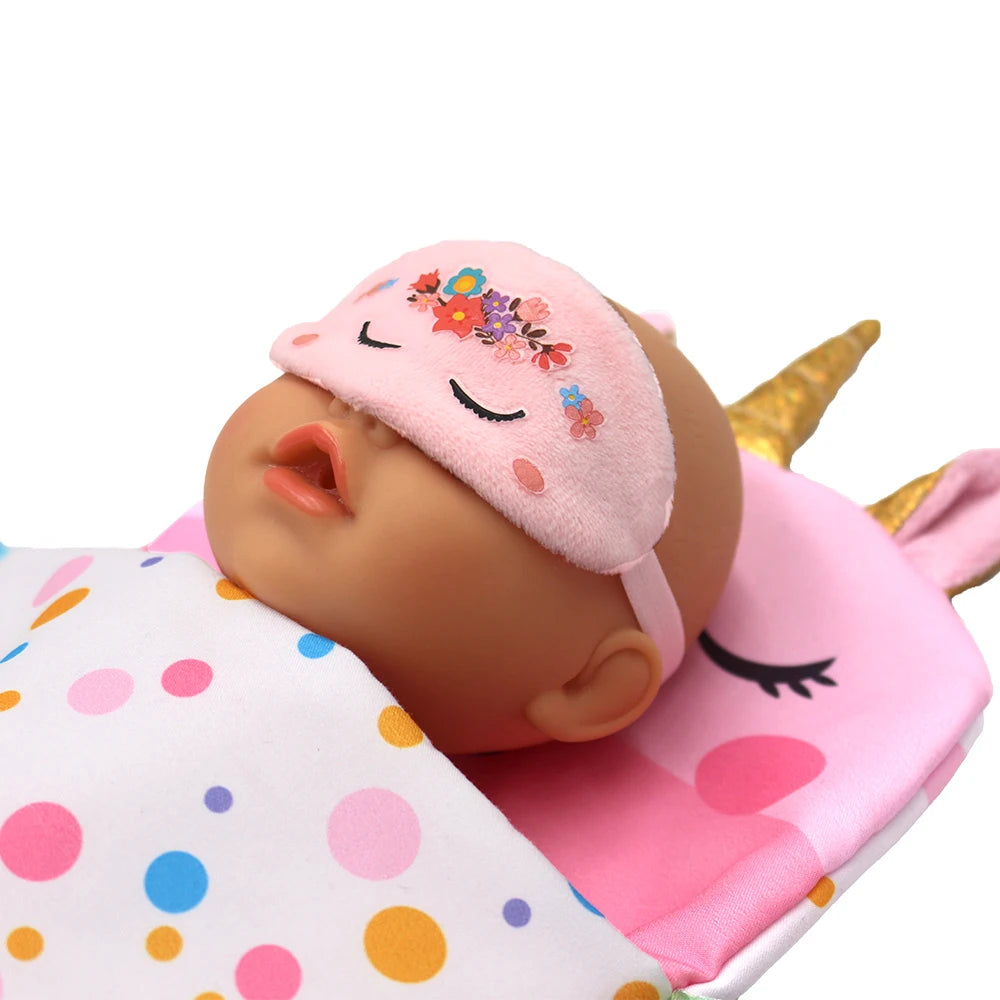 Doll Sleeping Bag for 43cm Dolls Lovely Unicorn Pillow 17-18inch Baby New Born Dolls Accessories American Girl's Birthday Gift