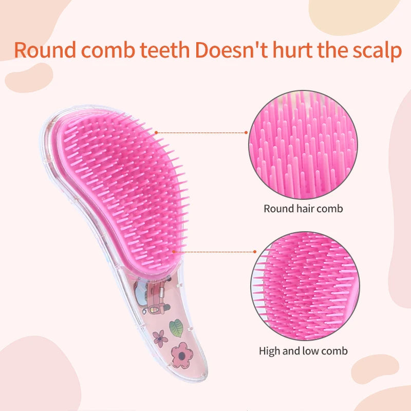 Cartoon Magic Comb Anti-static Massage Unicorn Hair Brushes Tangle Detangle Shower Massage Hairbrush Comb Salon Accessories Pink